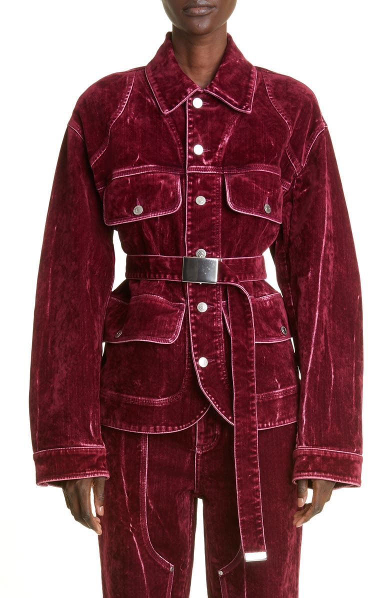 Stella McCartney Belted Velvet Denim Jacket, Main, color,