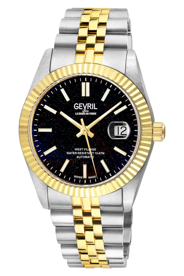 West Village Automatic Bracelet Watch, 40mm, Main, color, SILVER/ YELLOW GOLD