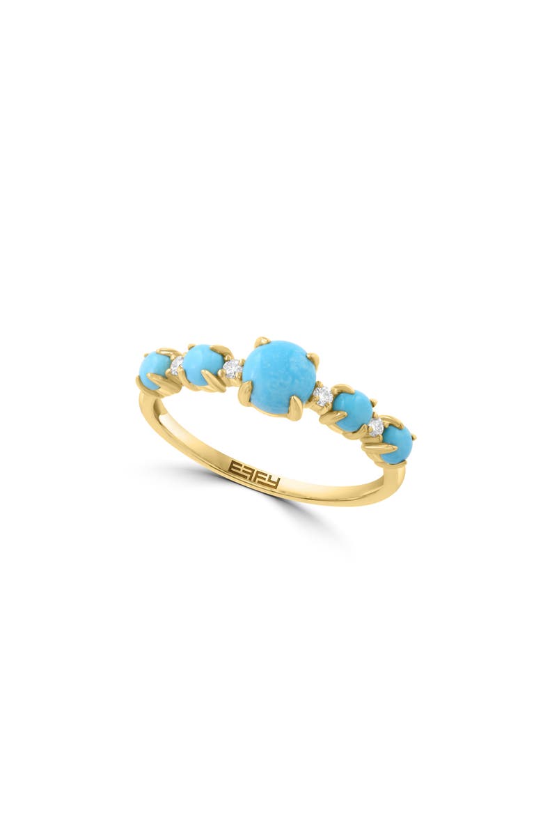 Turquoise and Diamond Band Ring, Main, color, BLUE