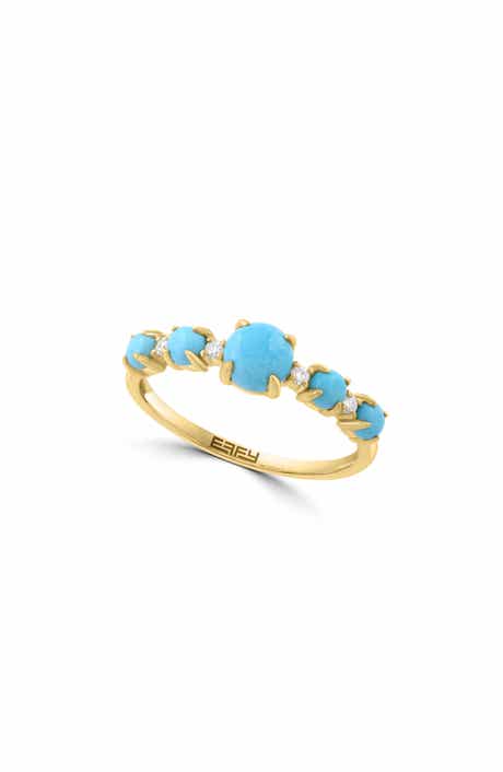 Turquoise and Diamond Band Ring