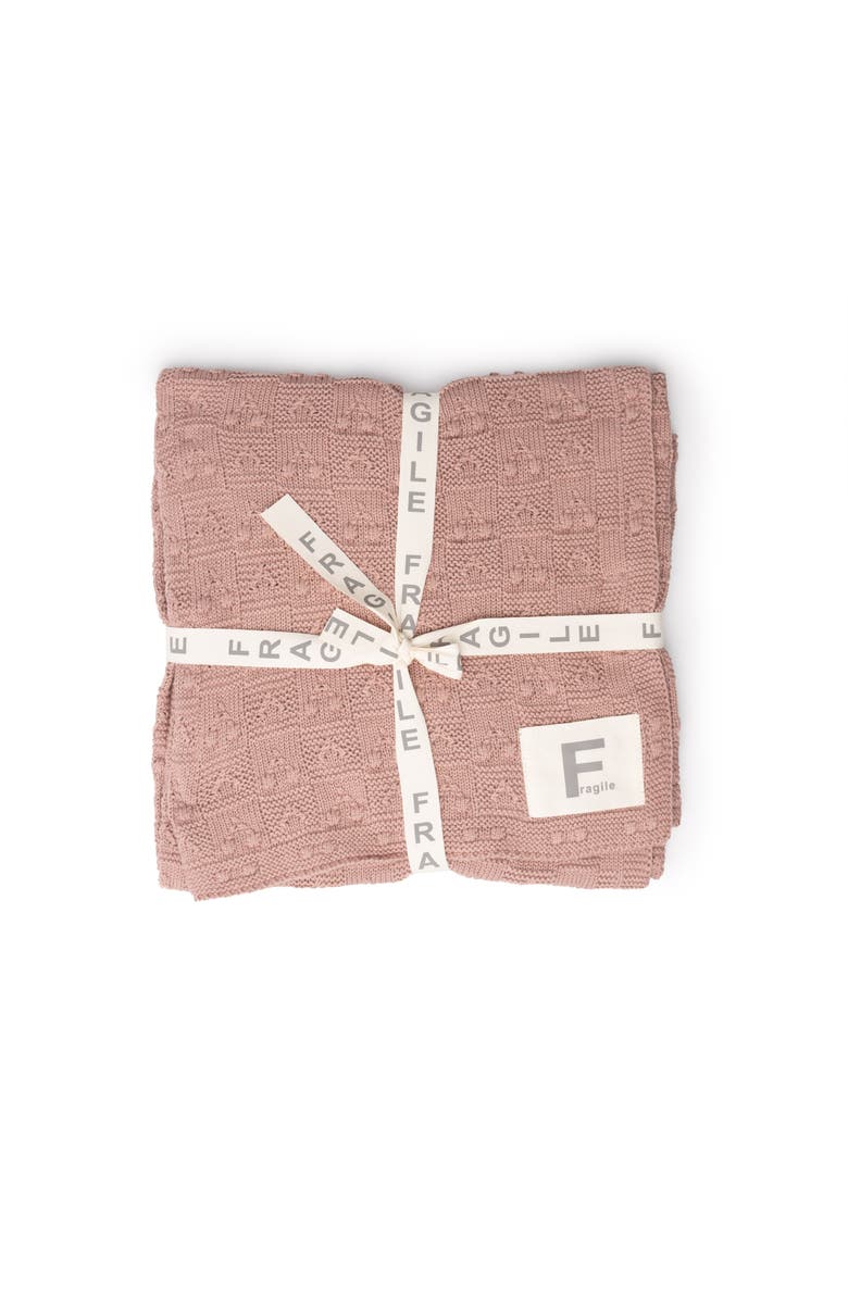 Fragile Girl Textured Knit Blanket, Main, color, Blossom