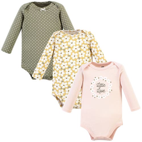 Hudson Baby Little Soft Cotton Long-sleeve One-piece 3pk In Green