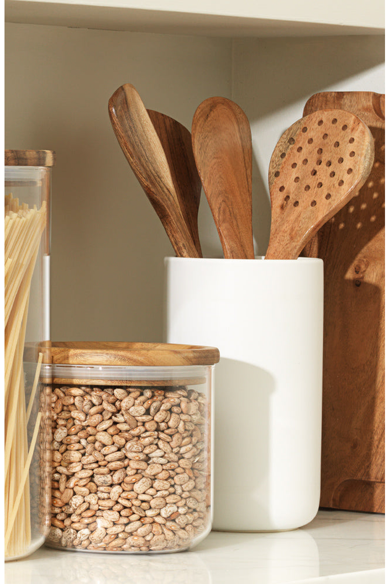 Tall Stoneware Utensil Holder, Alternate, color, White