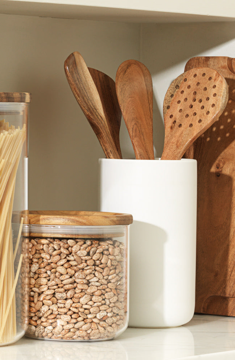 PUBLIC GOODS Tall Stoneware Utensil Holder, Alternate, color, White