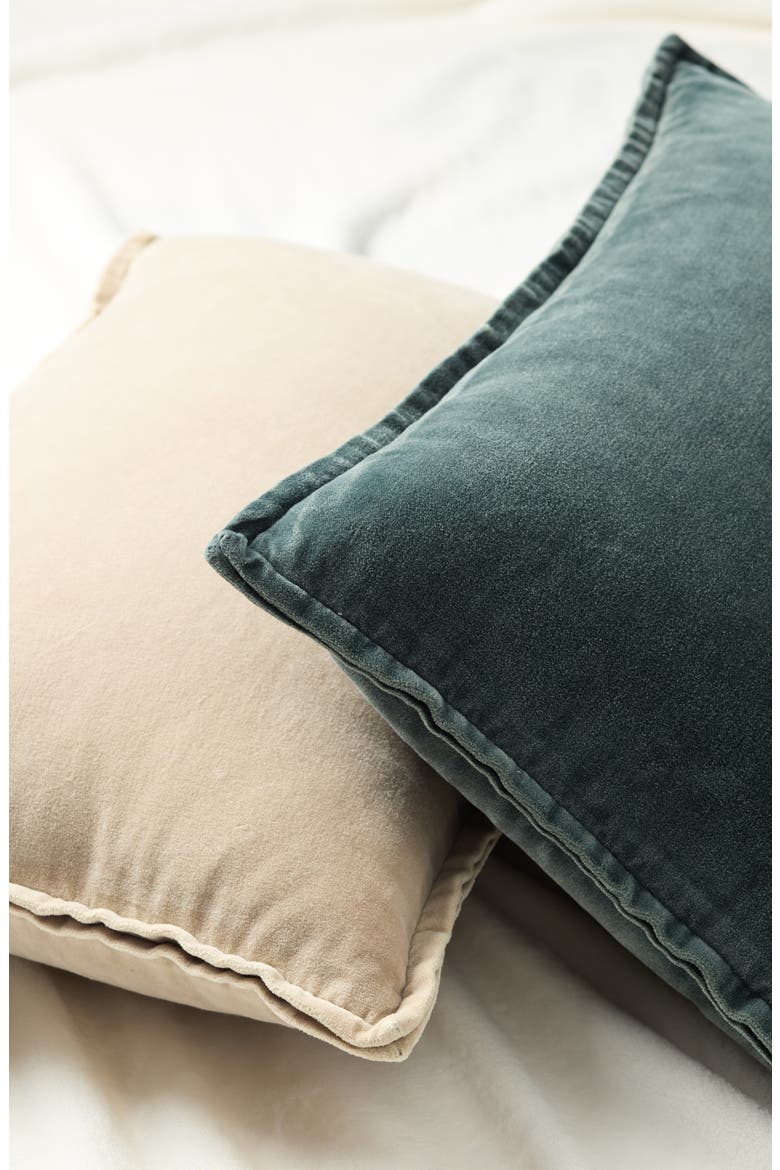 Double Flange Cotton Velvet Accent Pillow, Alternate, color, BEIGE STRING