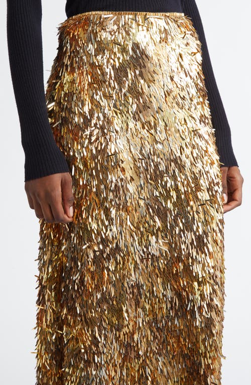 Ulla Johnson Casini Sequin Silk Skirt In Gold