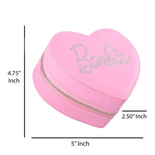 Barbie Heart-shaped Jewelry Case For Travel In Pink