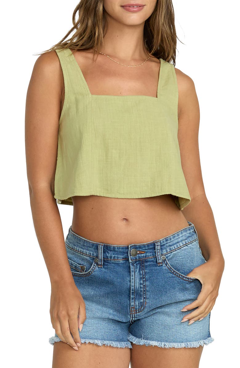 Billabong Open Skies Crop Tank, Main, color, Avocado