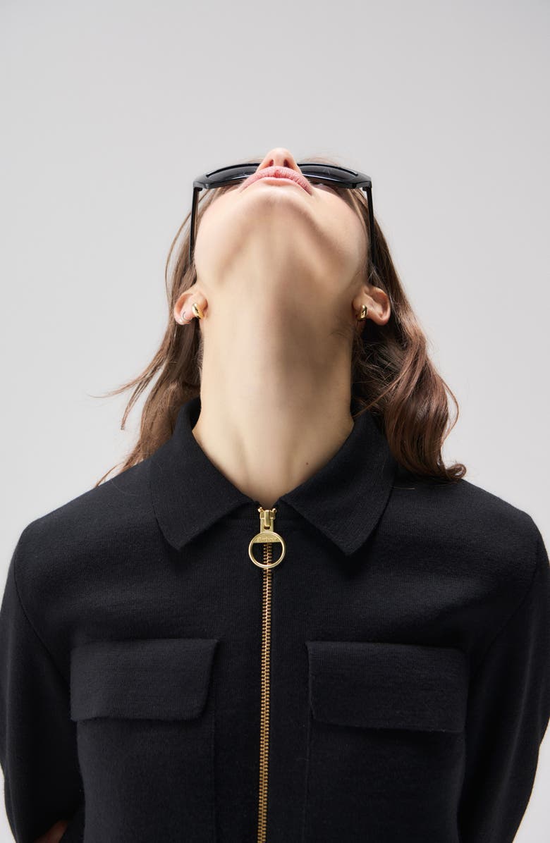 Barbour Alma D-Ring Detail Cardigan, Alternate, color, Black Oatmeal