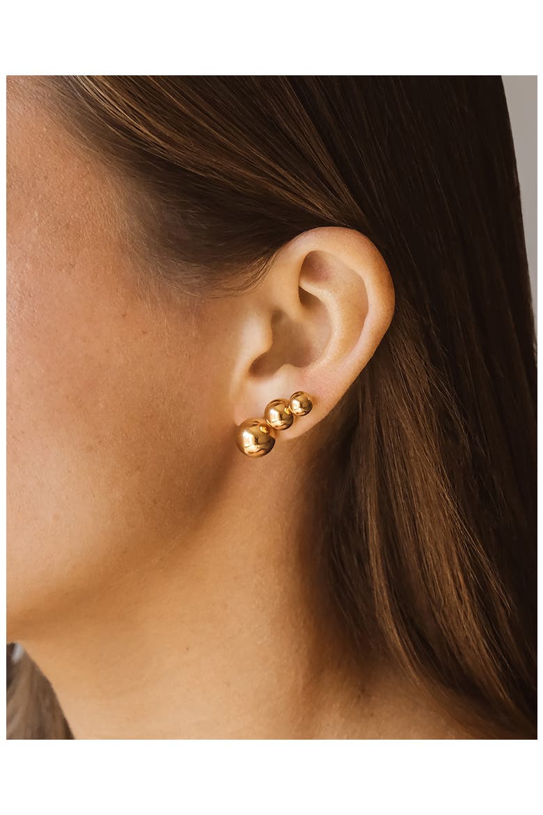 Set of 3 Polished Sphere Stud Earrings, Alternate, color, GOLD