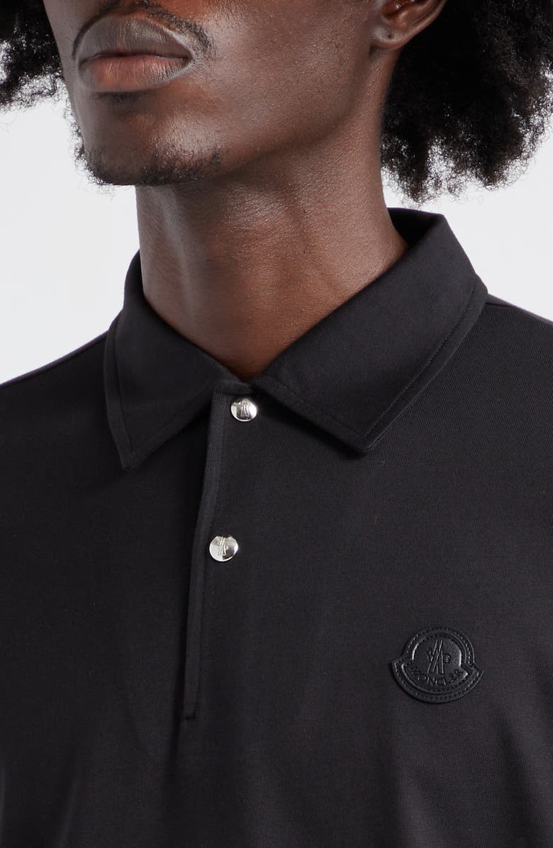 Moncler Logo Patch Long Sleeve Cotton Polo, Alternate, color,