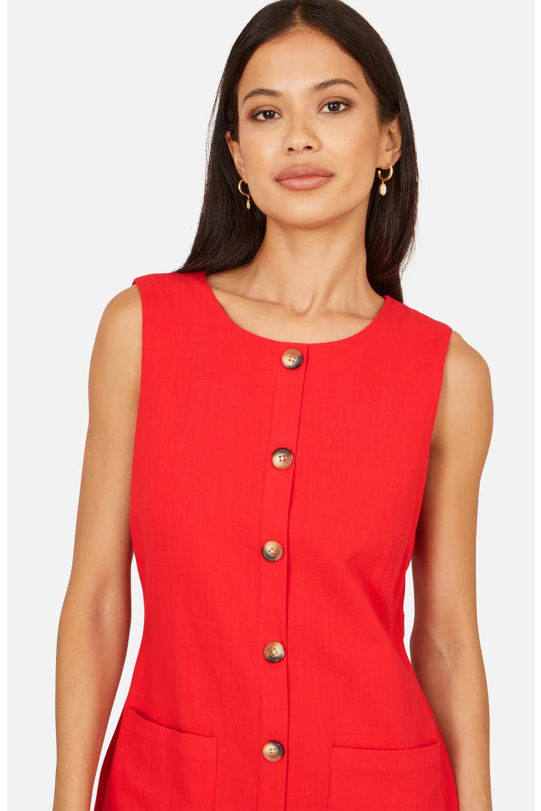 Button Detail Shift Dress, Alternate, color, Red