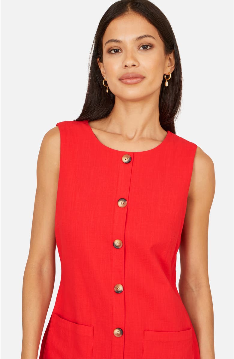 Yumi Button Detail Shift Dress, Alternate, color, Red