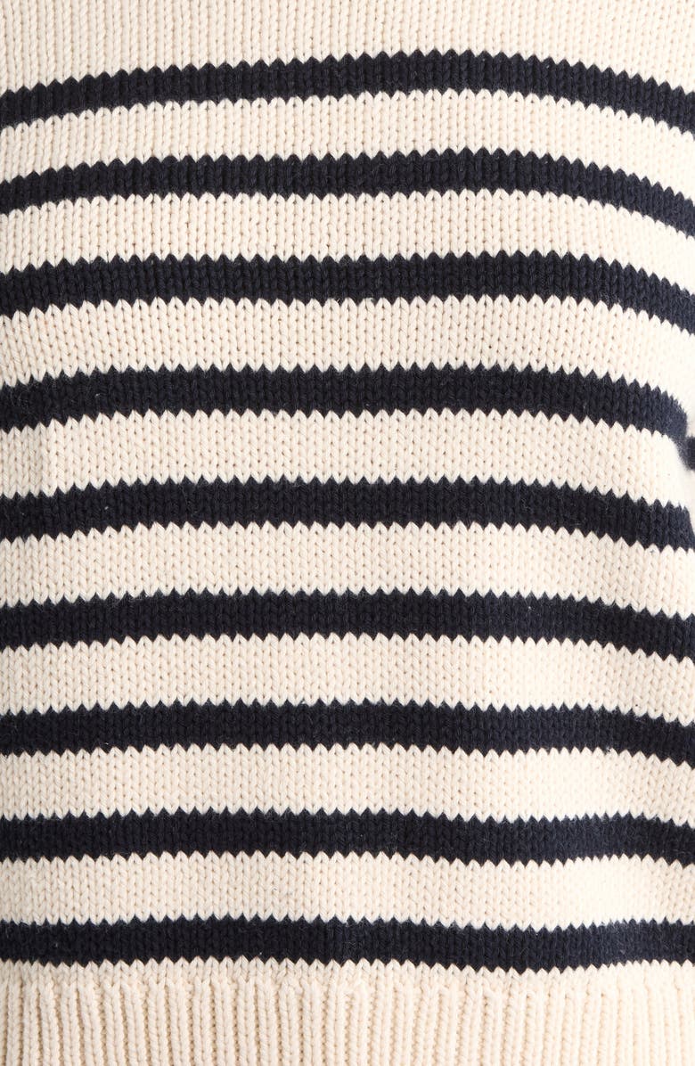 FRAME The Mariner Stripe Button Accent Cotton Sweater, Alternate, color, Cream Multi