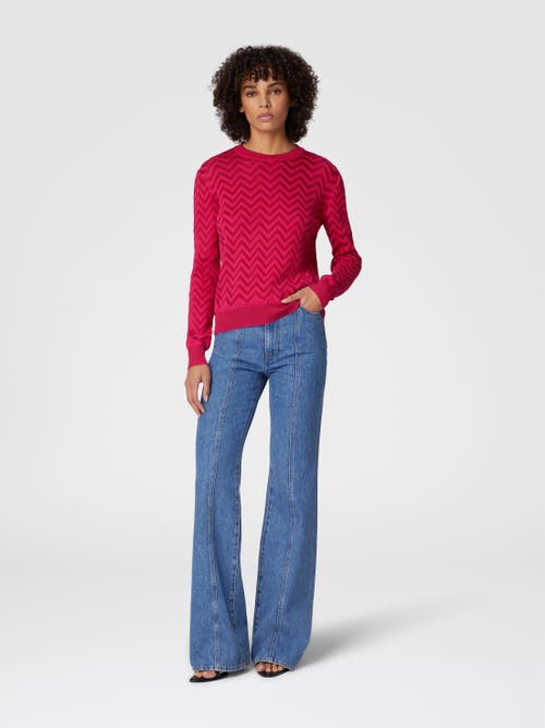 Shop Missoni Tone-on-tone Chevron Crewneck Sweater In Magenta Red