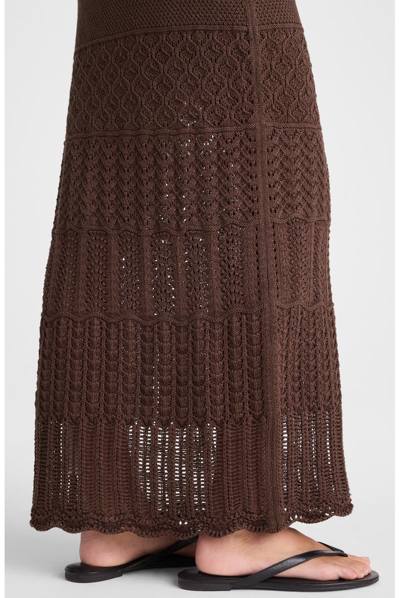 Pointelle Stitch Maxi Skirt, Alternate, color, DARK BROWN