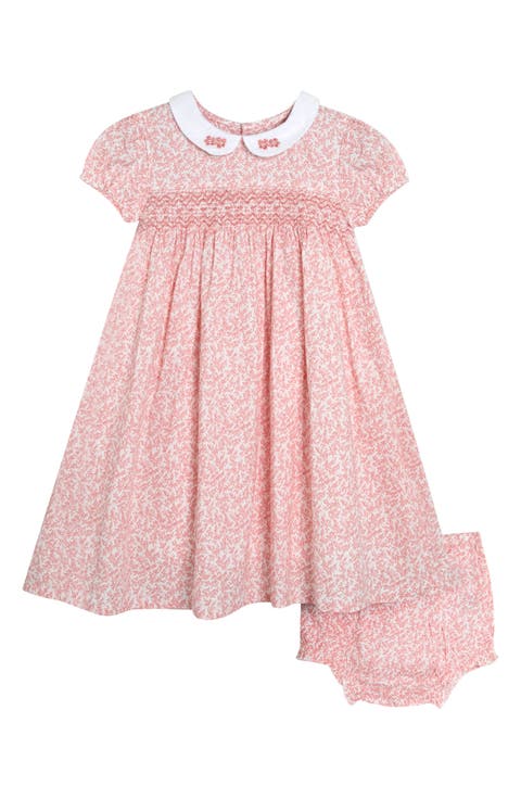 LuLu BeBe Girls Emily Smocked Bodice Dress - Pink Floral main image 0