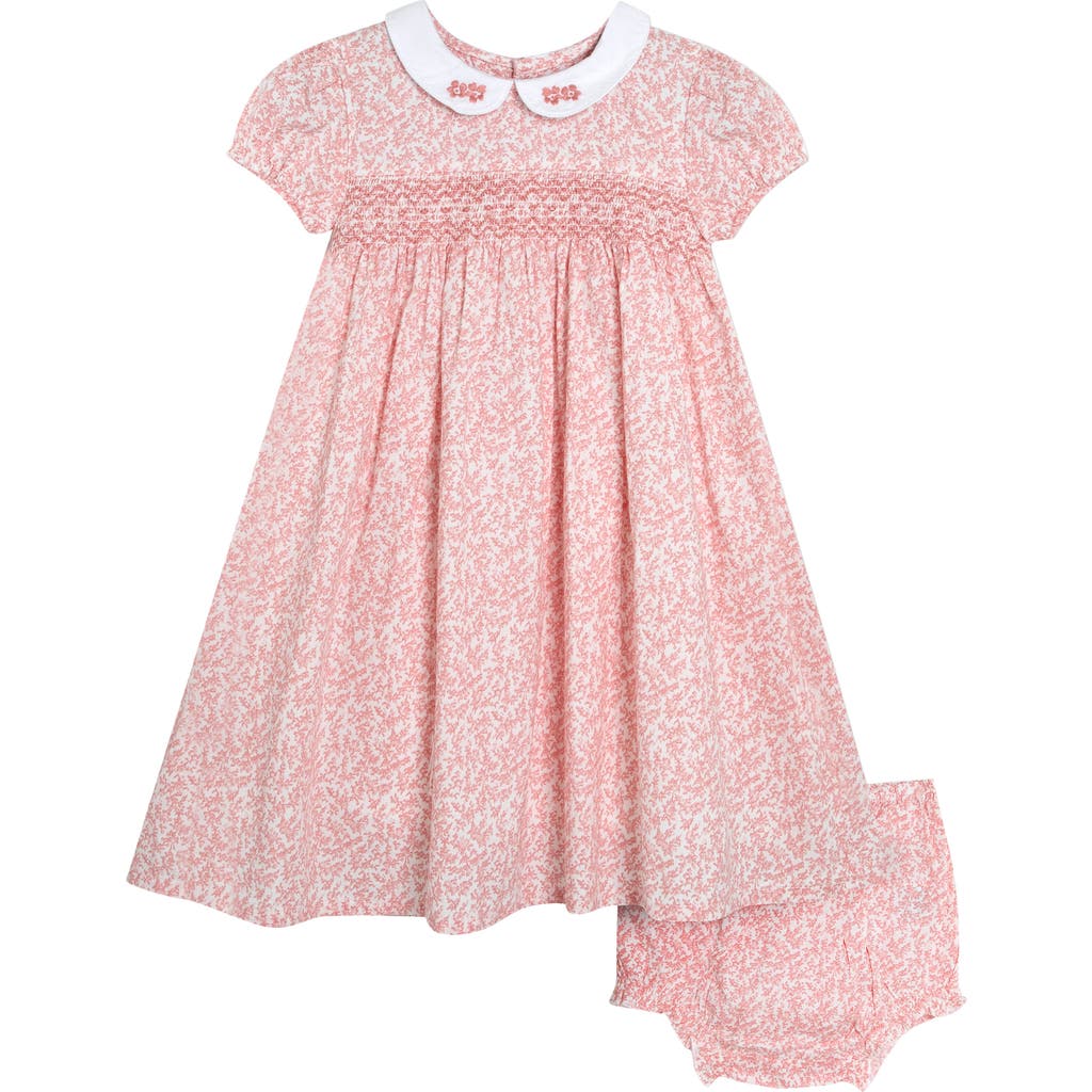 JOJO MAMAN BÉBÉ JOJO MAMAN BEBE FLORAL EMBROIDERED COTTON SMOCKED BODICE DRESS & BLOOMERS