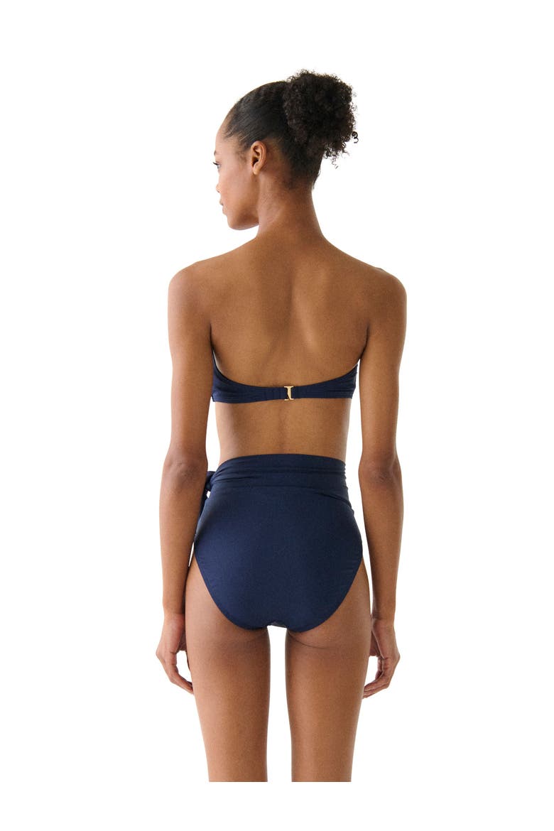 Solids Ring Front Bandeau Bra Swim Top, Alternate, color, Planetary Navy