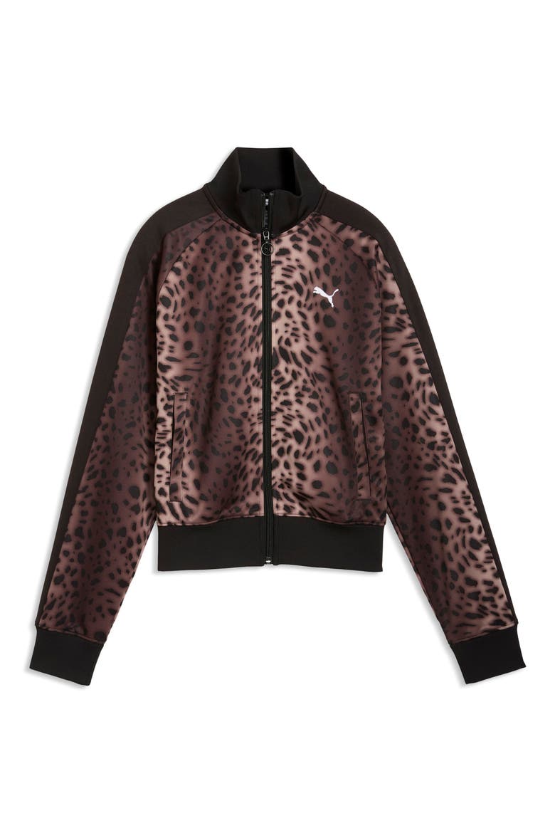 T7 Leo Luxe Leopard Zip Front Sweatshirt, Alternate, color, PUMA BLACK