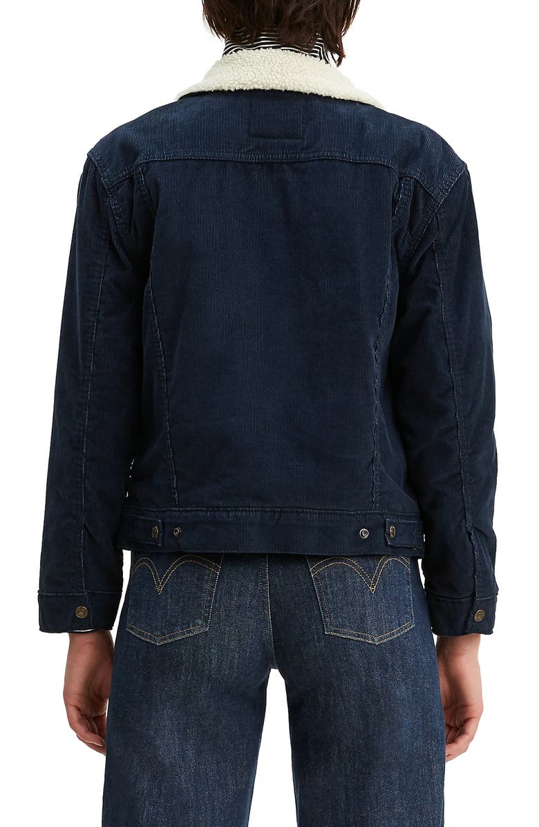 Levi's<sup>®</sup> Ex-Boyfriend Faux Shearling Lined Corduroy Trucker Jacket, Alternate, color, 