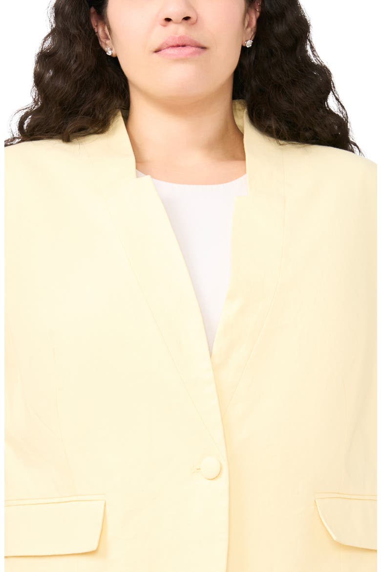 Inverted Lapel Linen Blend Blazer, Alternate, color, PASTEL YELLOW