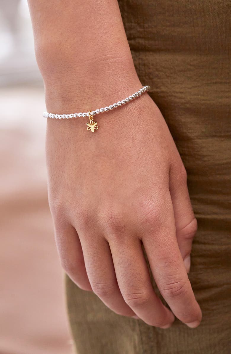 Estella Bartlett Sienna Flower Beaded Stretch Bracelet, Alternate, color, Gold