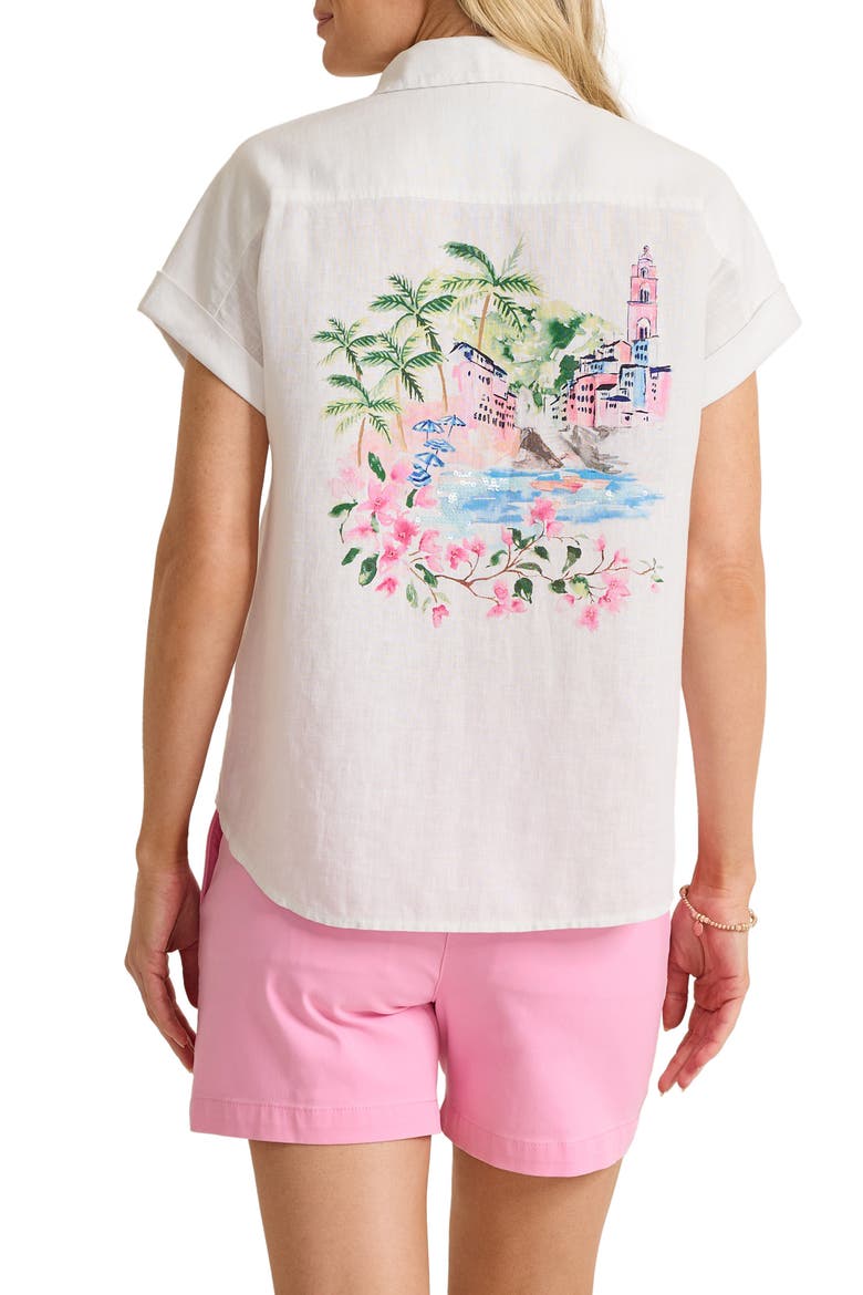 Paradise Shore Linen Button-Up Shirt, Alternate, color, WHITE