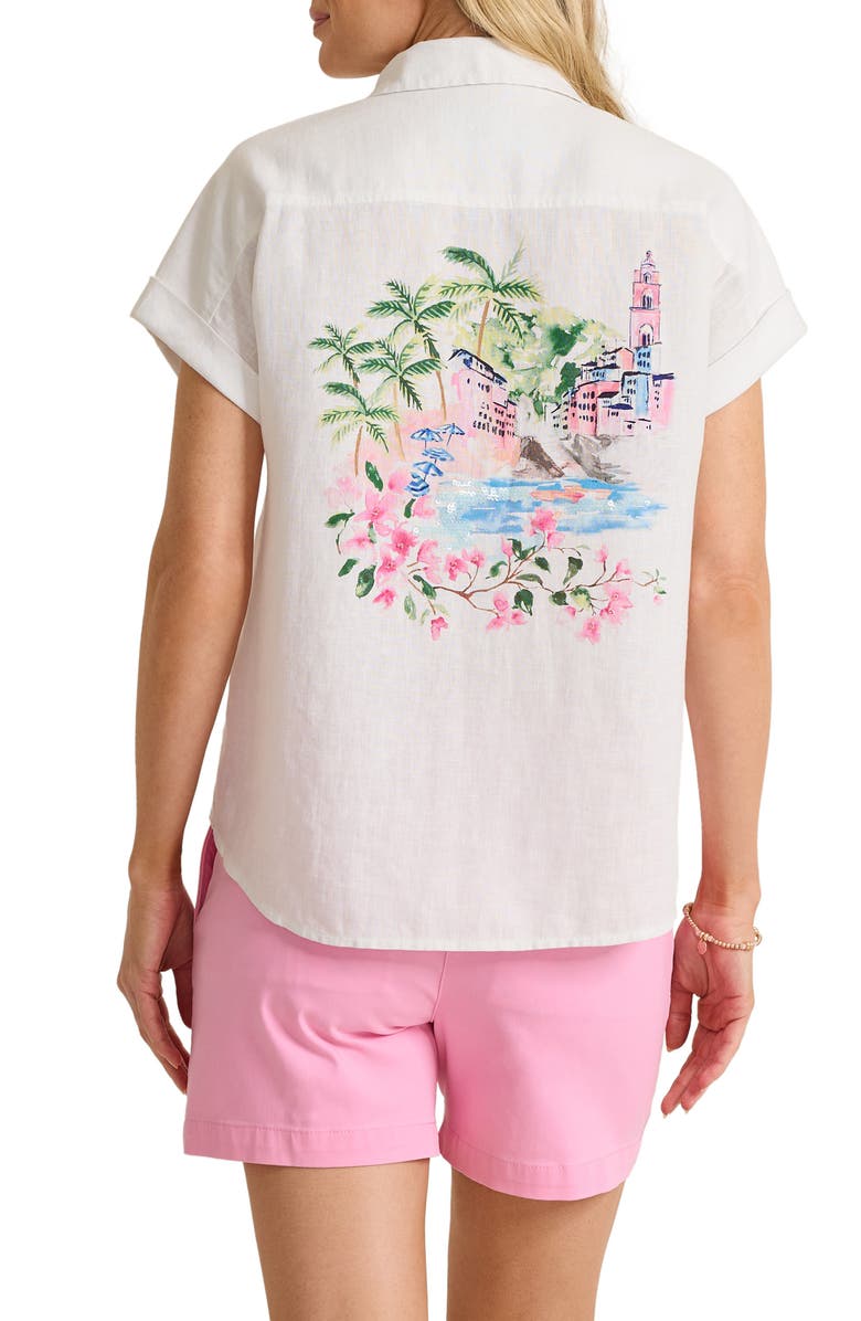 Tommy Bahama Paradise Shore Linen Button-Up Shirt, Alternate, color, White