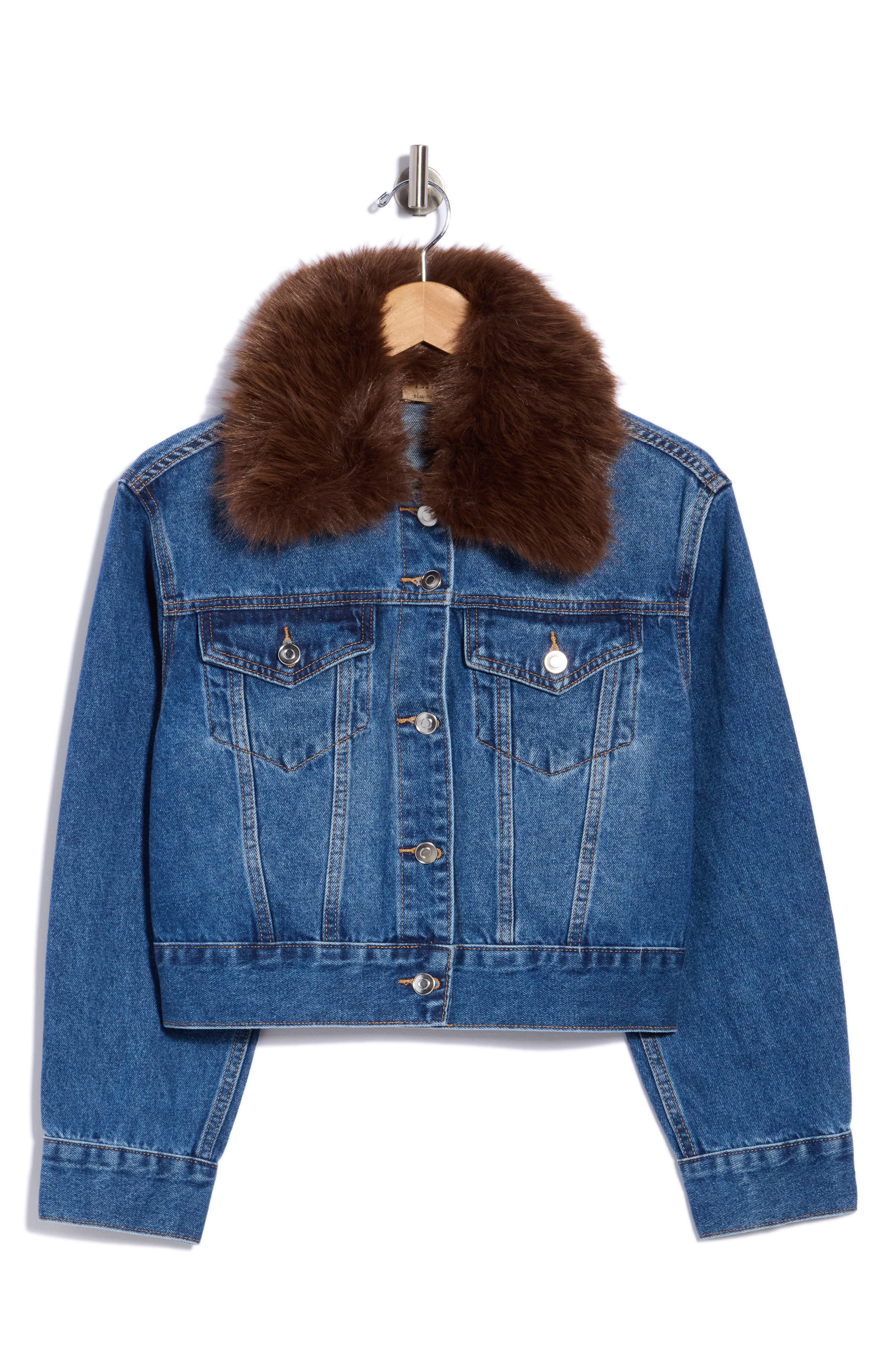 Faux Fur Collar Denim Jacket