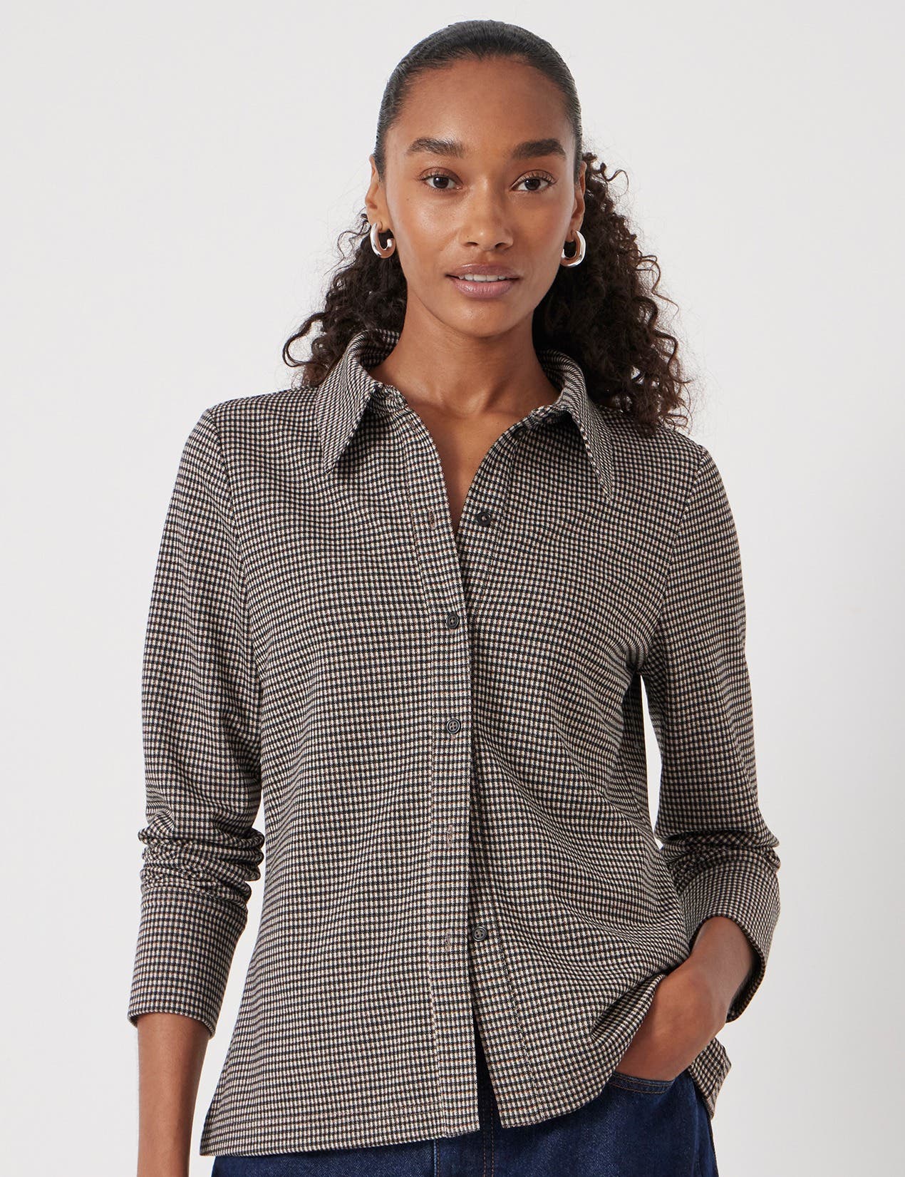 Fitted Check Jersey Shirt