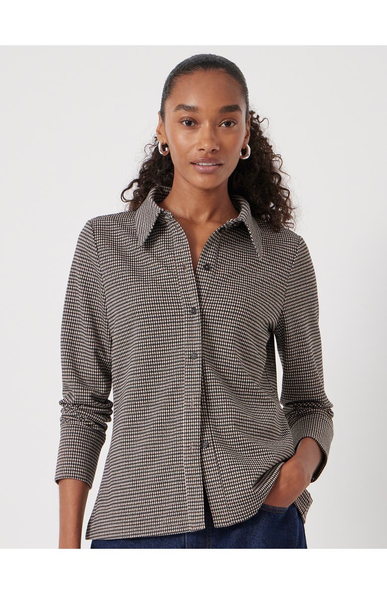 Hush Fitted Check Jersey Shirt, Main, color, Brown Check