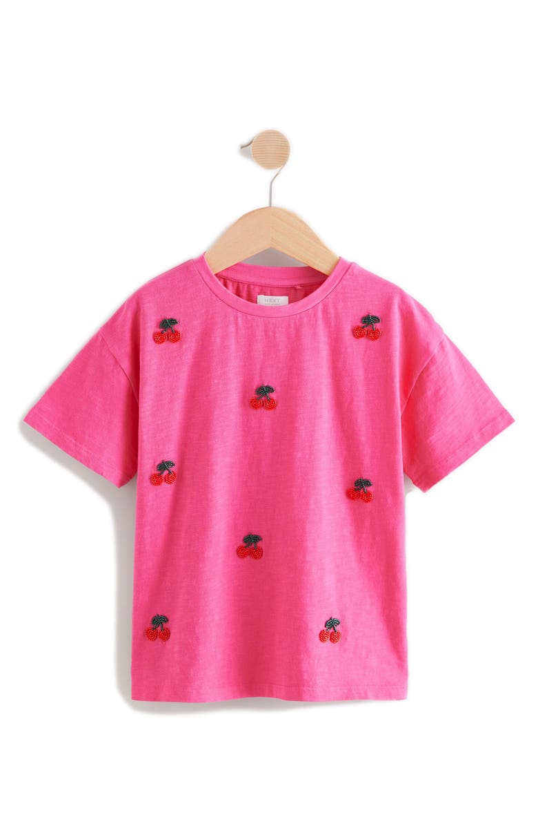 NEXT Kids' Beaded Cherry Cotton T-Shirt, Main, color, Red