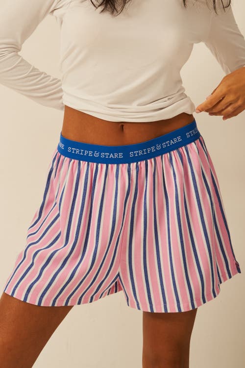 Stripe & Stare Ecovero Pyjama Shorts In Pink