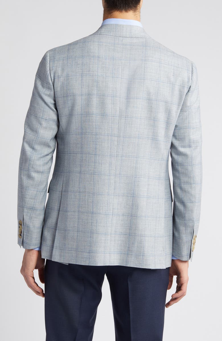 Canali Kei Trim Fit Plaid Wool & Silk Blend Sport Coat, Alternate, color, 