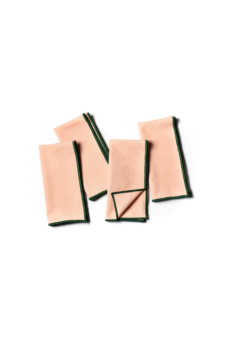 Blush and Pine Color Block Napkins Set of 4, Alternate, color, Pink
