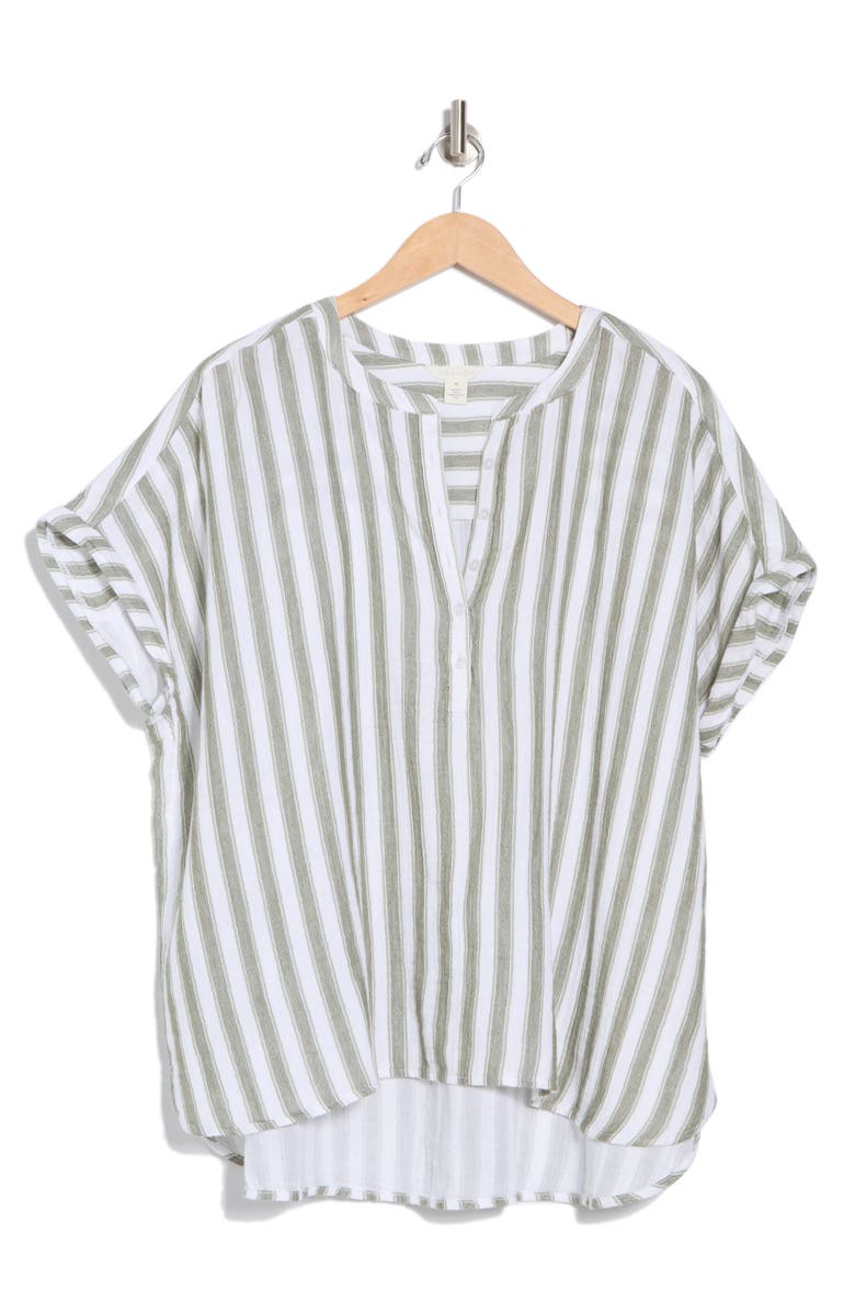 Caslon<sup>®</sup> Stripe Cotton Gauze Henley, Alternate, color,