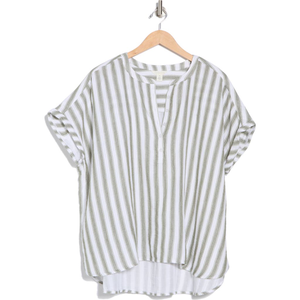 Caslon ® Stripe Cotton Gauze Henley