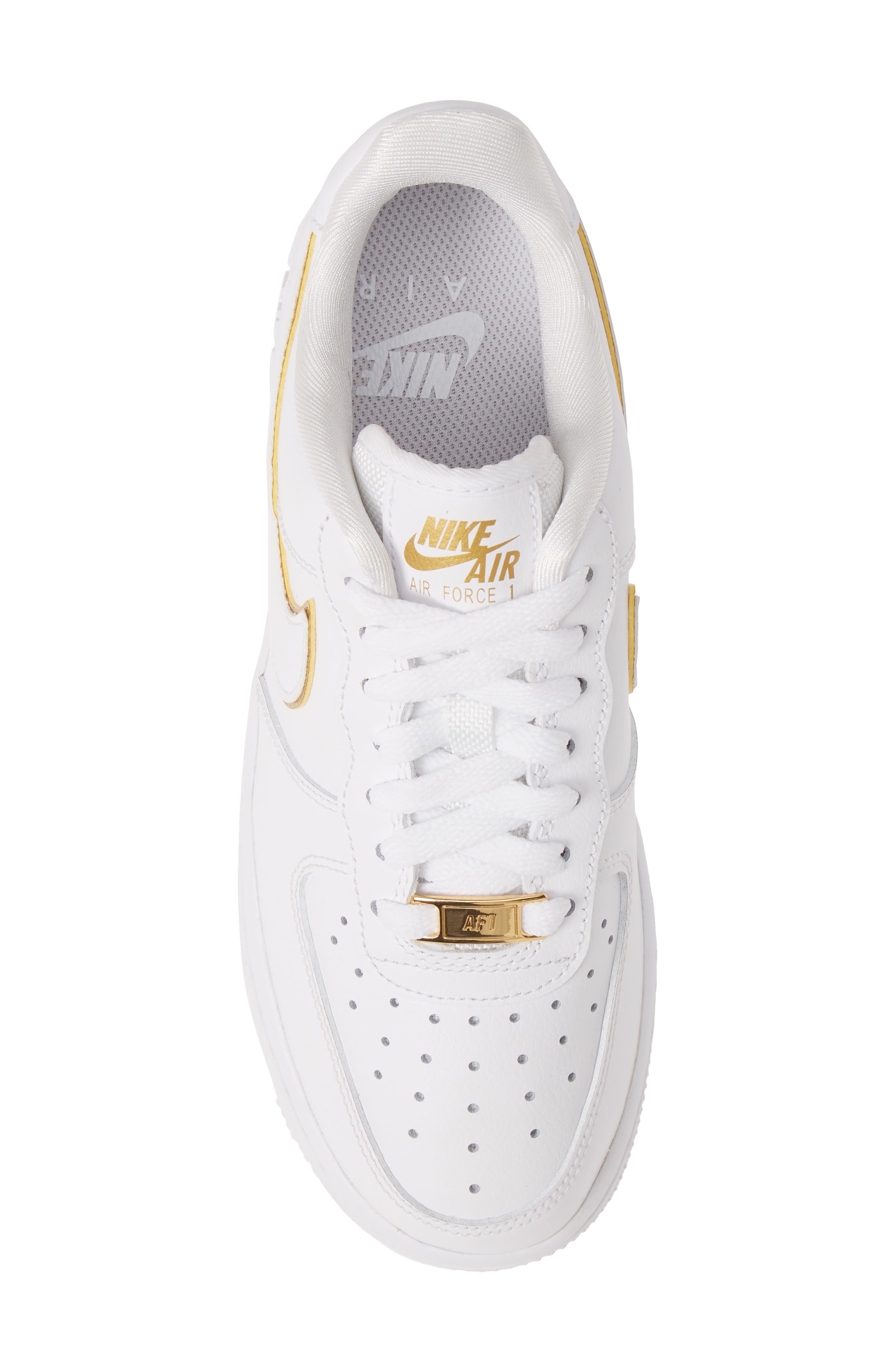 Air Force 1 '07 ESS Sneaker, Alternate, color, WHITE/ METALLIC GOLD