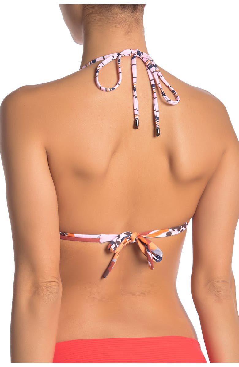 Maaji Sepia Bumpy Roads Floral Print Reversible Triangle Bikini Top, Alternate, color, 