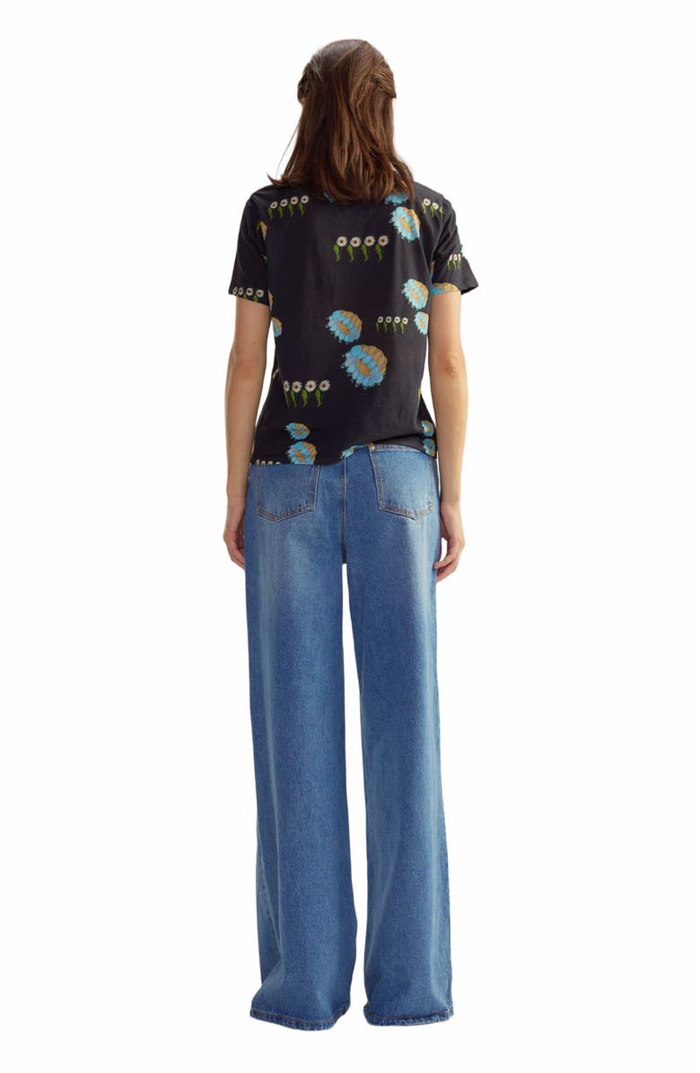 Cynthia Rowley Everyday Cotton Tee, Alternate, color, Black Floral