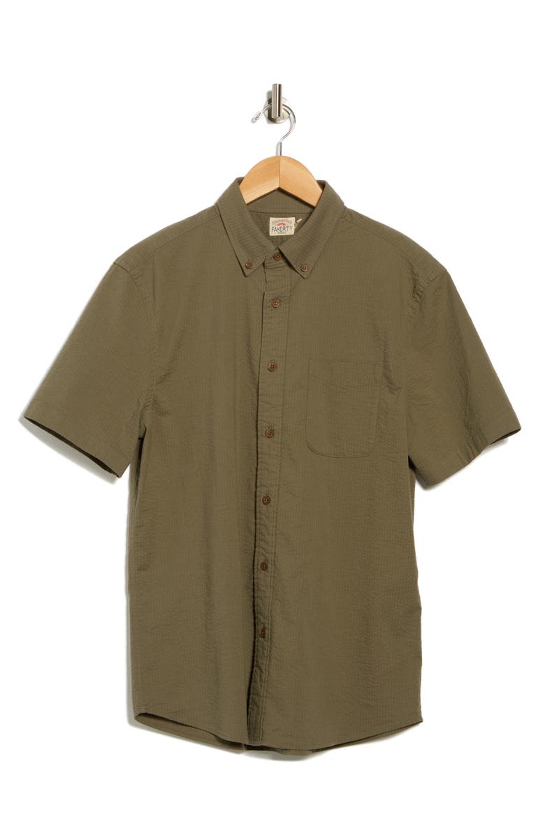 Faherty Seersucker Button-Up Shirt, Alternate, color, Light Pine