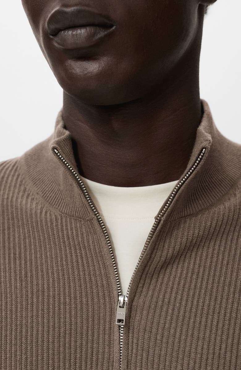 MANGO Rib Quarter Zip Sweater, Alternate, color, Mink Grey