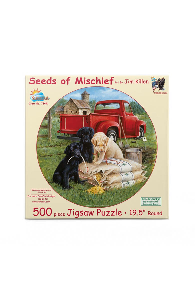 Sunsout Seeds of Mischief 500 piece Jigsaw Puzzle for Adults Round, Alternate, color, Multicolor