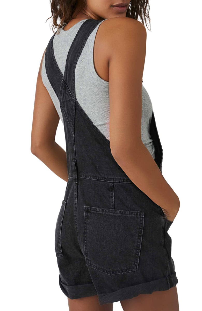 Free People Ziggy Denim Shortalls, Alternate, color, Black