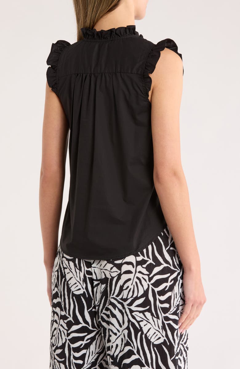 Ellen Tracy Ruffle Cotton Top, Alternate, color, Black