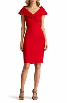 Tadashi Shoji Portrait Collar Cocktail Sheath Dress