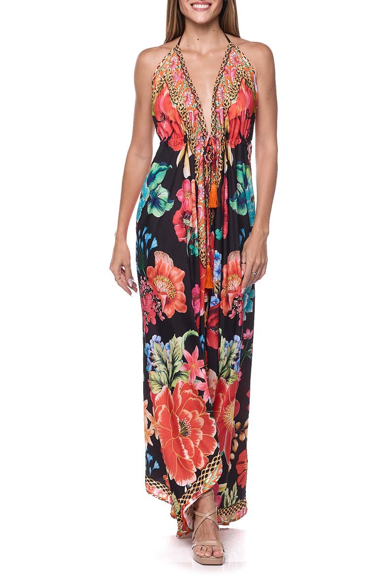 Cover-Up Halter Dress, Main, color, BLACK