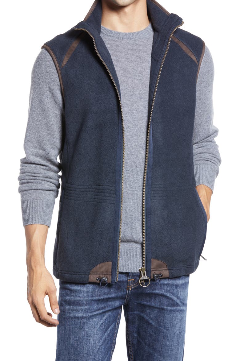 Langdale Regular Fit Fleece Gilet Vest, Main, color, NAVY