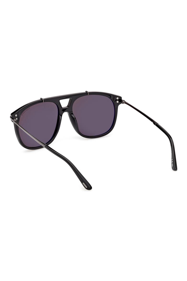 58mm Navigator Sunglasses, Alternate, color, BLACK / GUNMETAL / SMOKE LENS